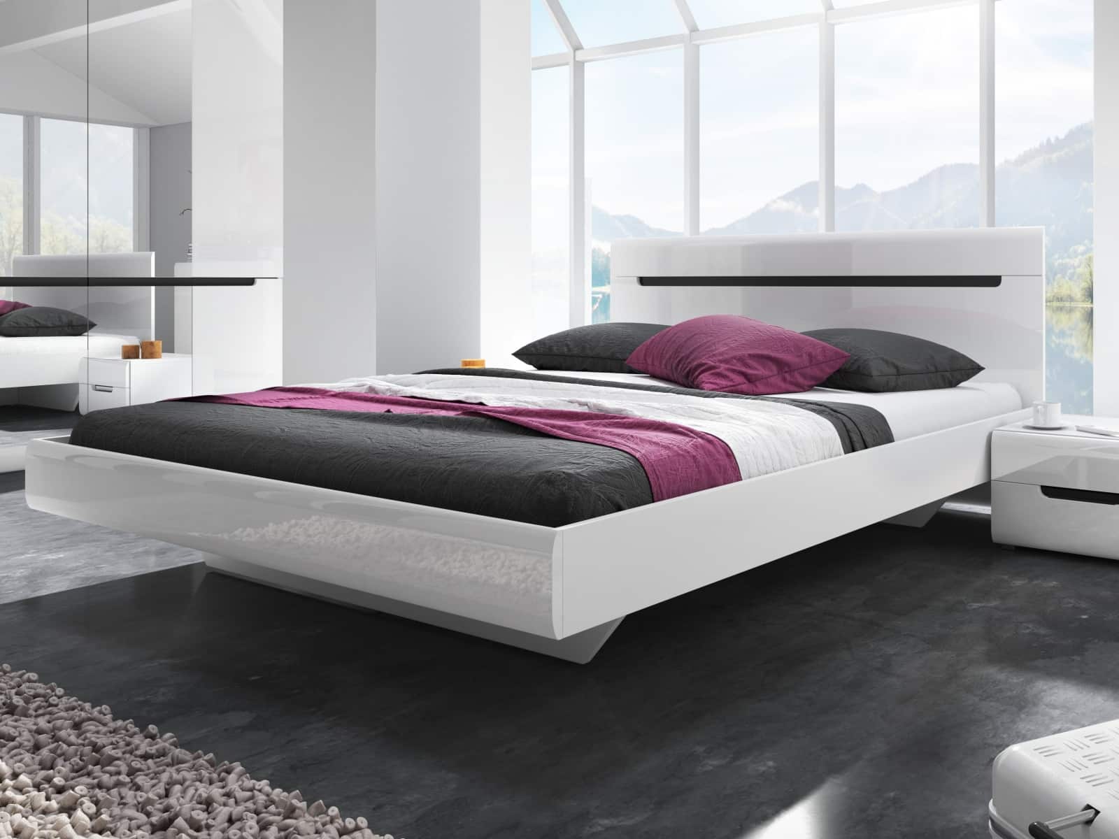 HEKTOR postel 180x200 cm TYP 32, bílá/bílý lesk