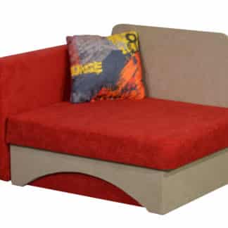 Křeslo rozkládací KUBÍK, levá, červená látka/světle béžová látka