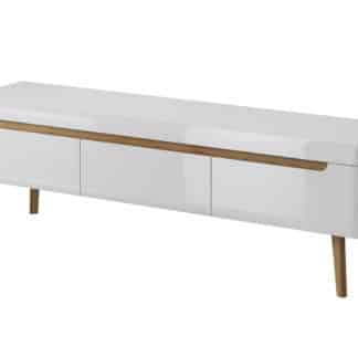 TV stolek NORDI NRTV160, bílá/bílý lesk/dub riviera