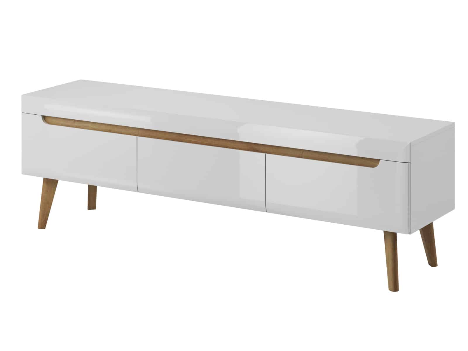 TV stolek NORDI NRTV160, bílá/bílý lesk/dub riviera