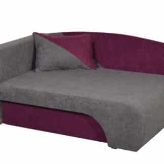 Křeslo  KAROLEK, levá, barva: šedá látka/tmavě fialová látka