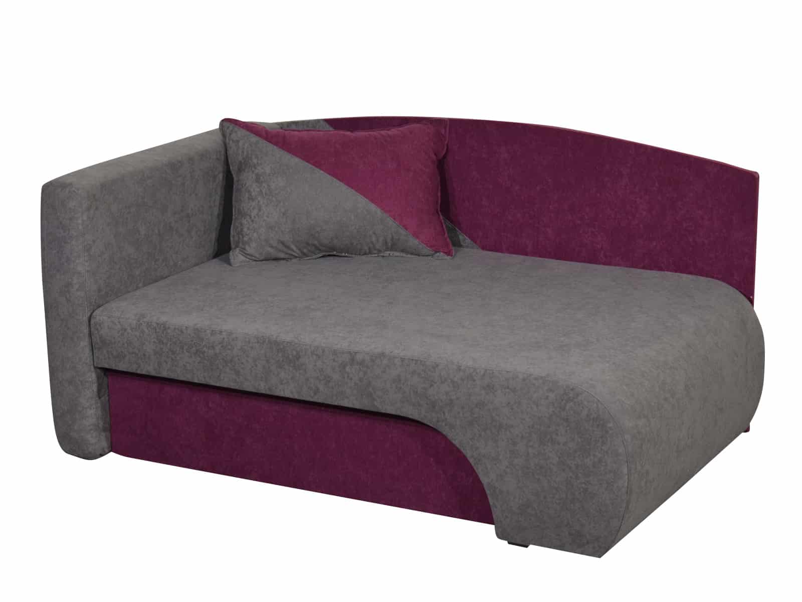 Křeslo  KAROLEK, levá, barva: šedá látka/tmavě fialová látka