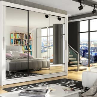 Šatní skříň ASTON III, bílý mat/zrcadlo