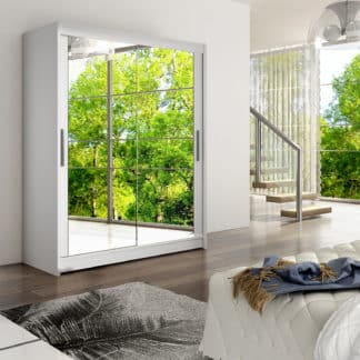 Šatní skříň WESTA XI, bílý mat/zrcadlo