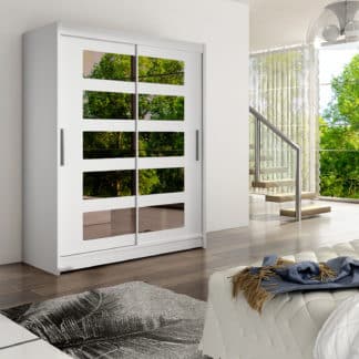 Šatní skříň WESTA V, bílý mat/zrcadlo