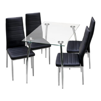 Jídelní stůl GRANADA + 4 židle MILÁNO černá
