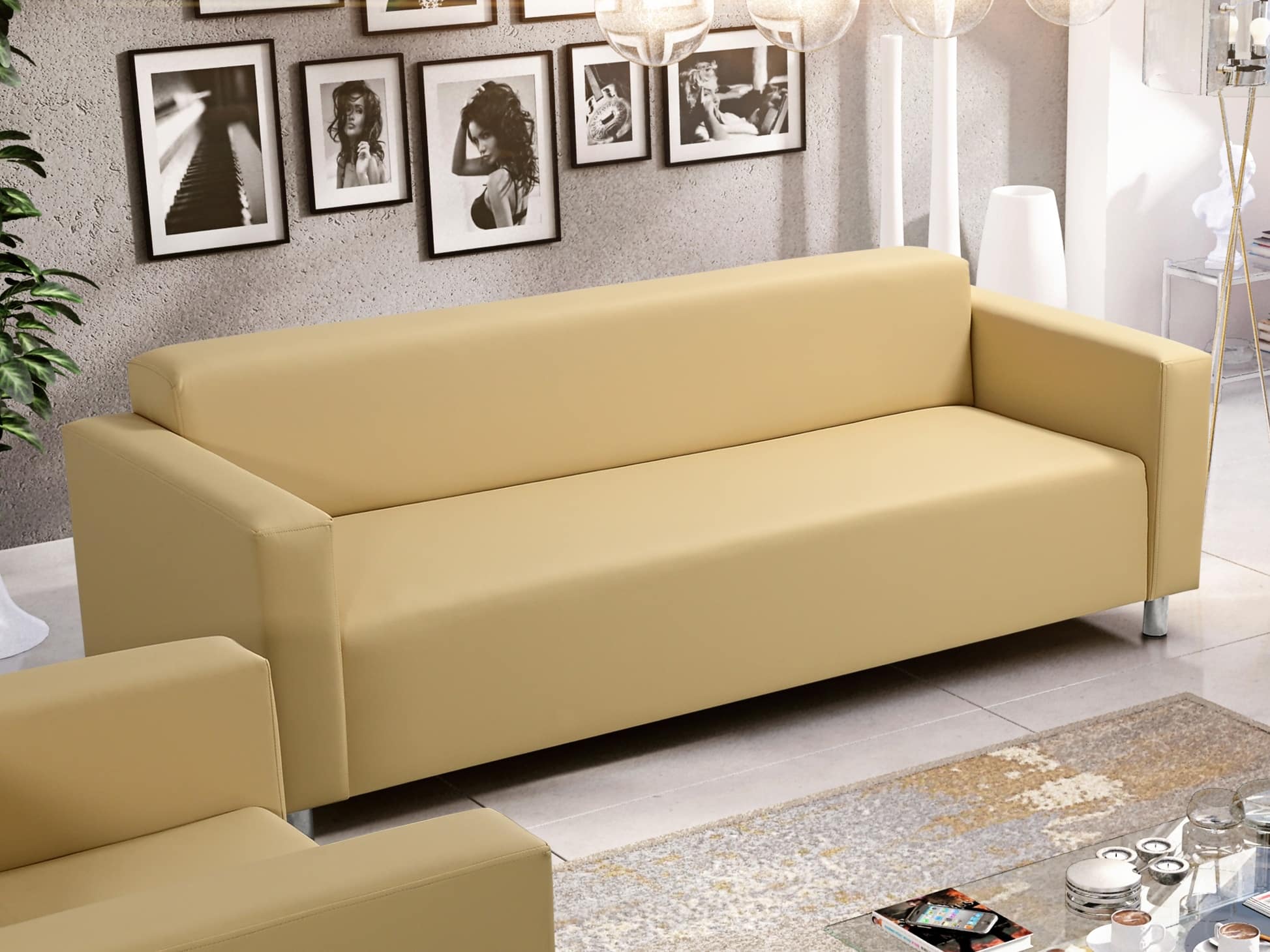 Trojsedák HUGO 3, krémová ekokůže