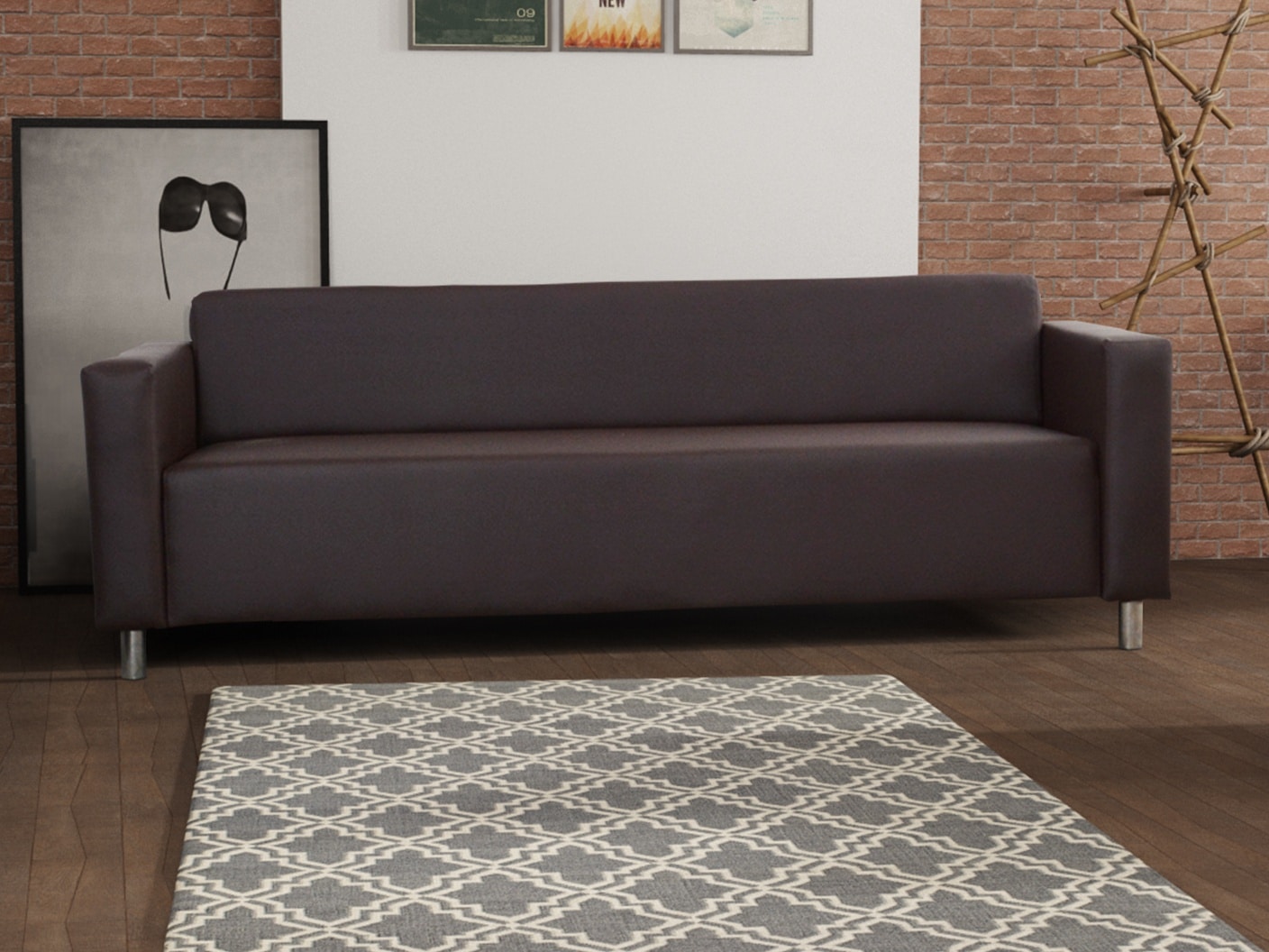 Trojsedák HUGO 2, tmavě hnědá ekokůže