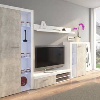 Obývací stěna RUMBA, bílá/beton