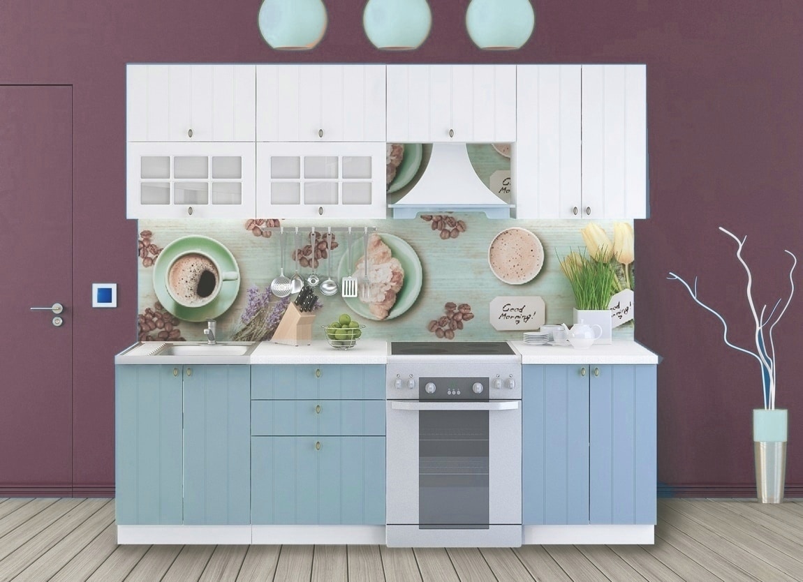 Kuchyně PROVENCE 180/240 cm, bílá/světle modrá