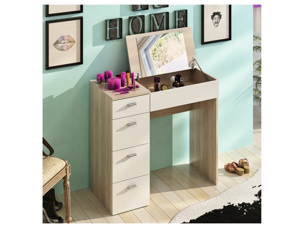 BELIN toaletní stolek, dub sonoma / bílý