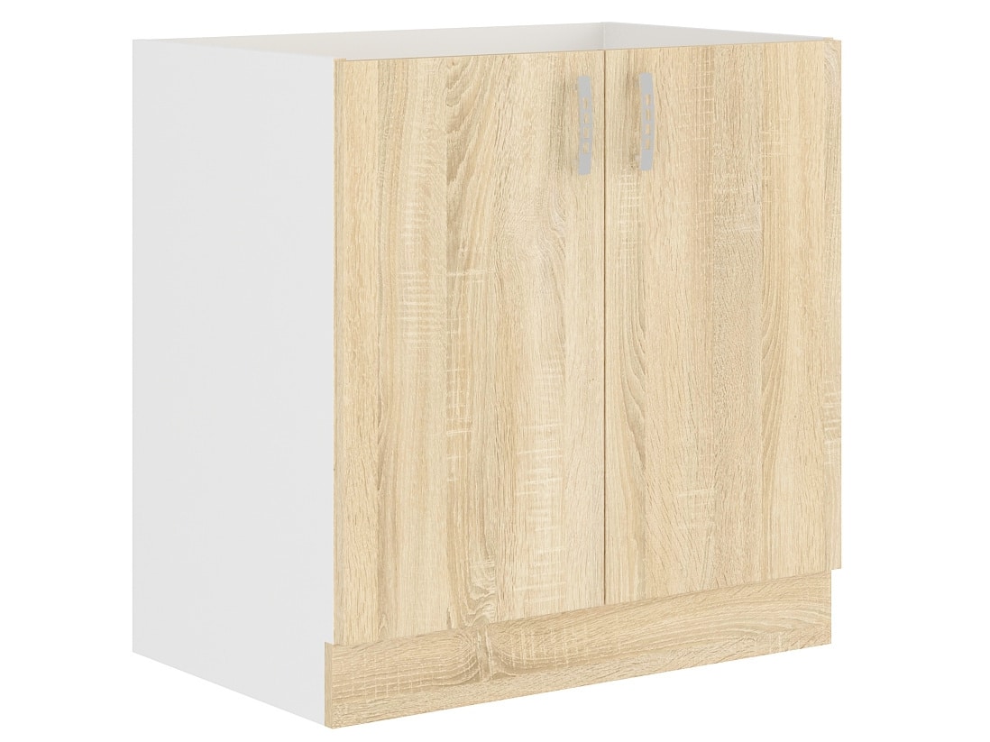 SARA SONOMA, skříňka dolní 80 ZL 2F BB, bílá/dub sonoma