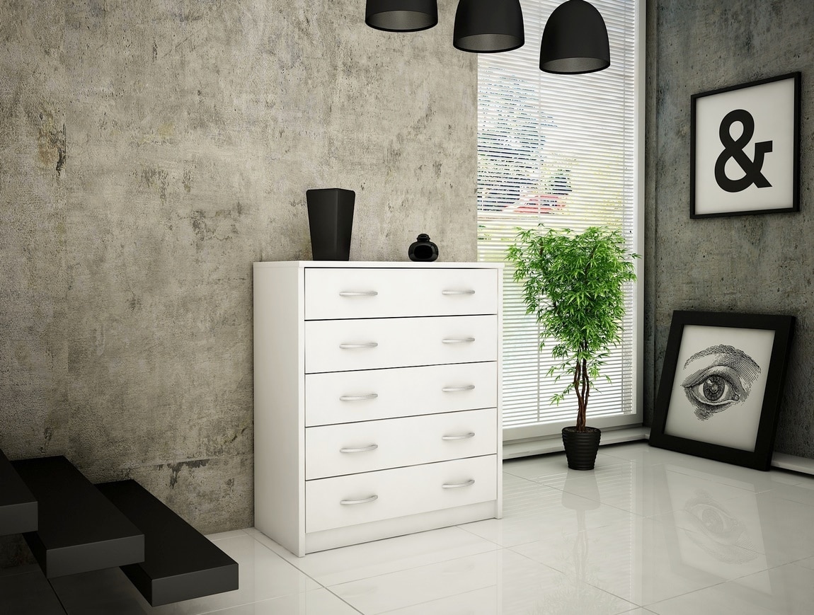 Komoda AGNES/HIT 5S, bílá