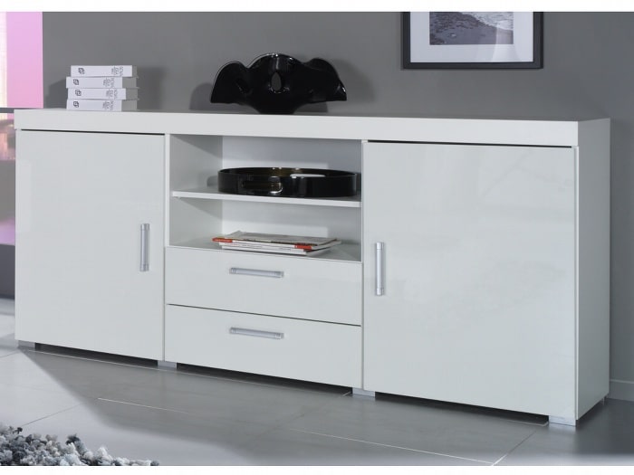 Komoda SAMBA, bílá/bílý lesk