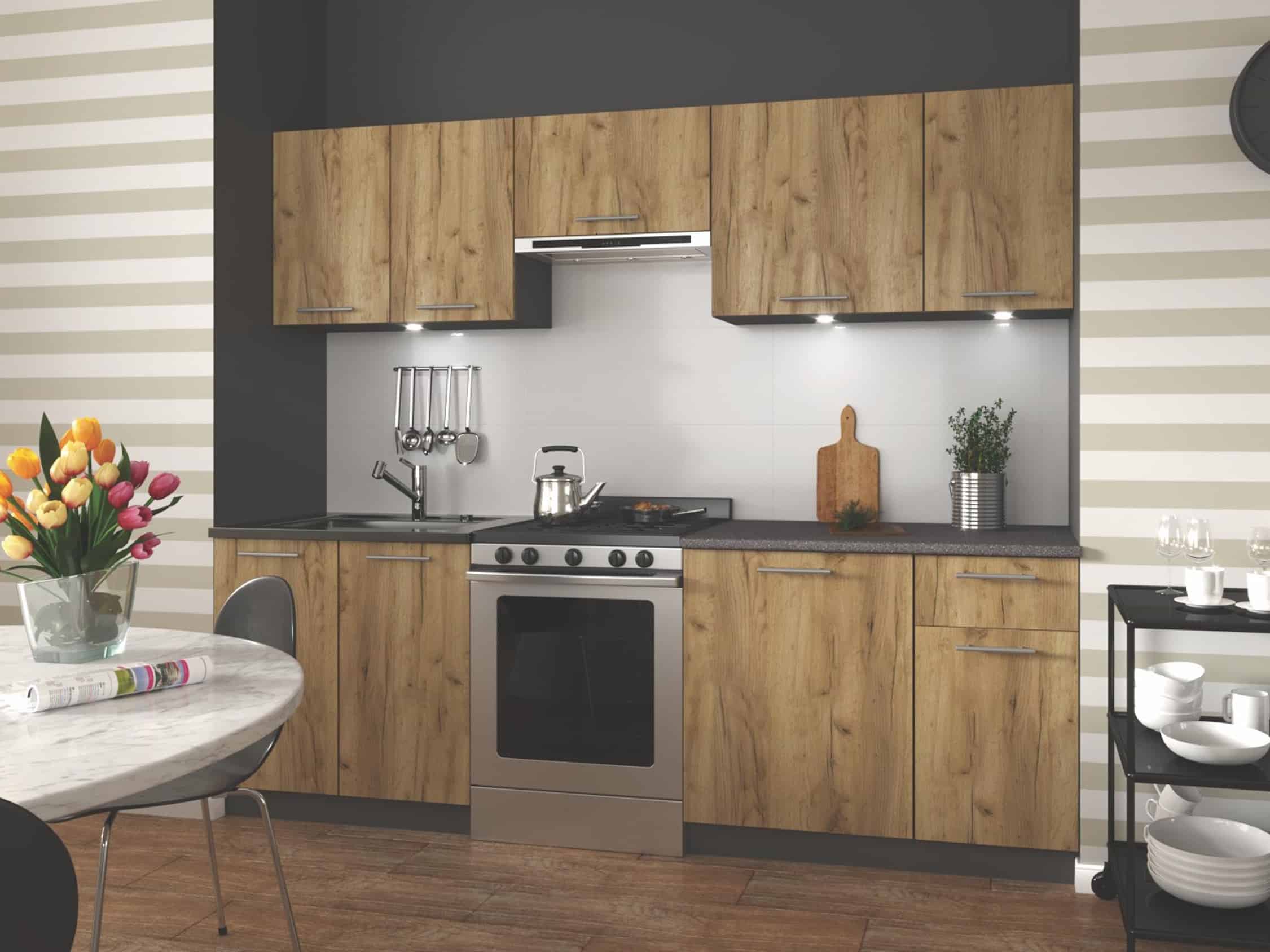 Kuchyně DARIA 180/240 cm, korpus: antracit, dvířka: dub wotan