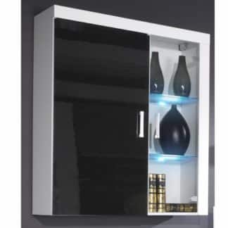 Závěsná vitrína SAMBA, bílá/černý lesk