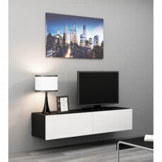 Televizní stolek VIGO "140" plná dvířka, černá/bílý lesk