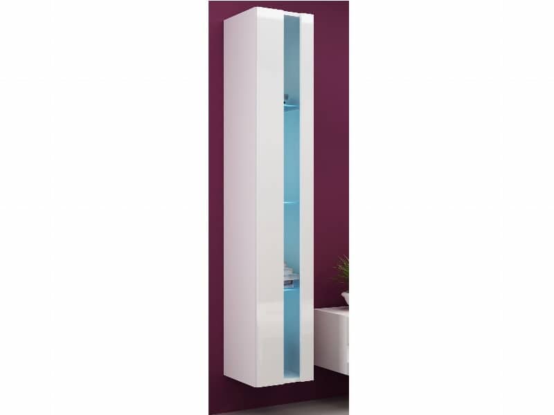 Závěsná vitrína VIGO NEW, bílá/bílý lesk