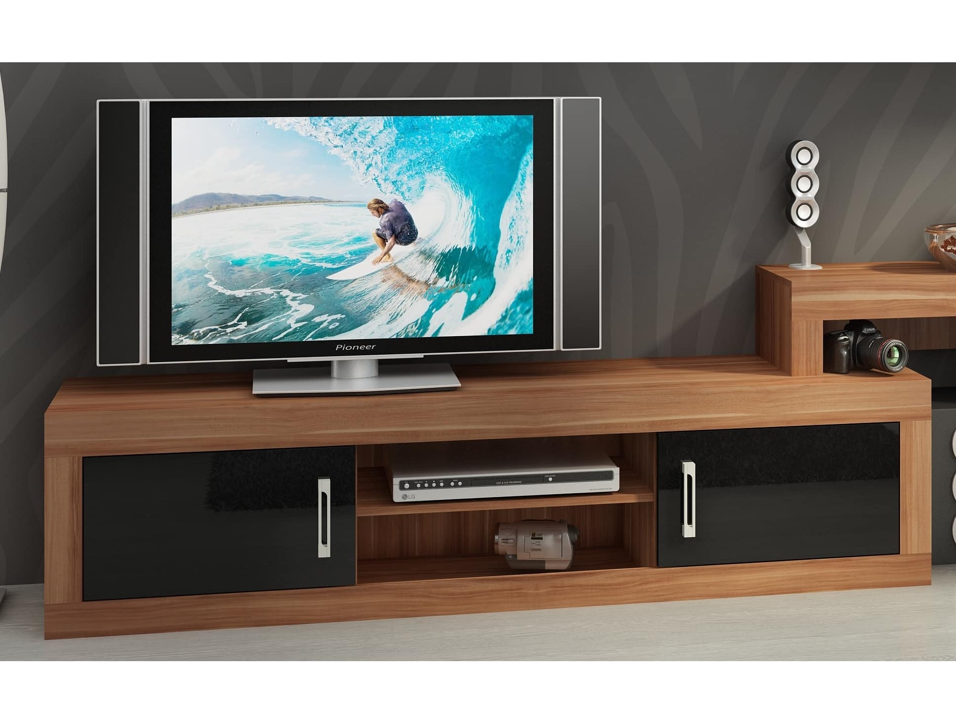 VERIN/05, RTV stolek, švestka wallis/černý lesk