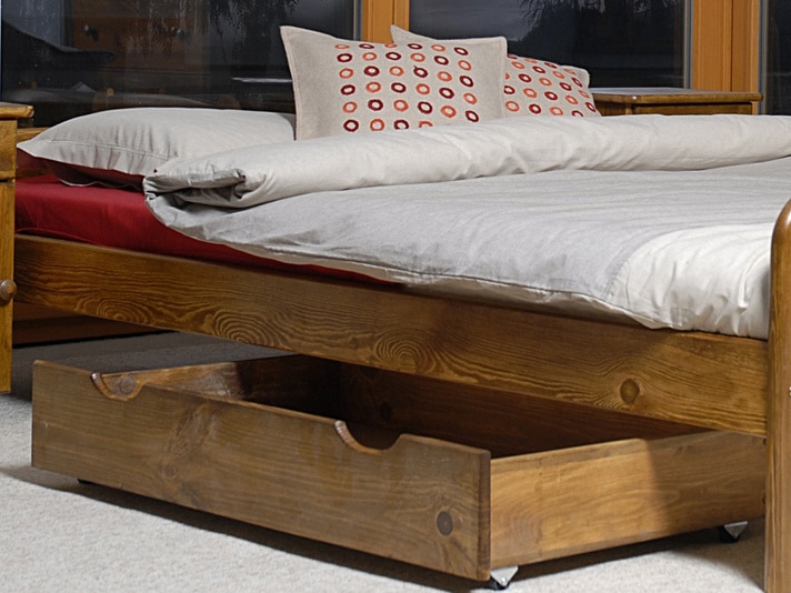 Úložný prostor pod postel 98 cm, masiv borovice/moření dub