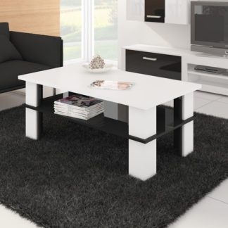 Konferenční stolek FUTURA 2, bílá/černý lesk