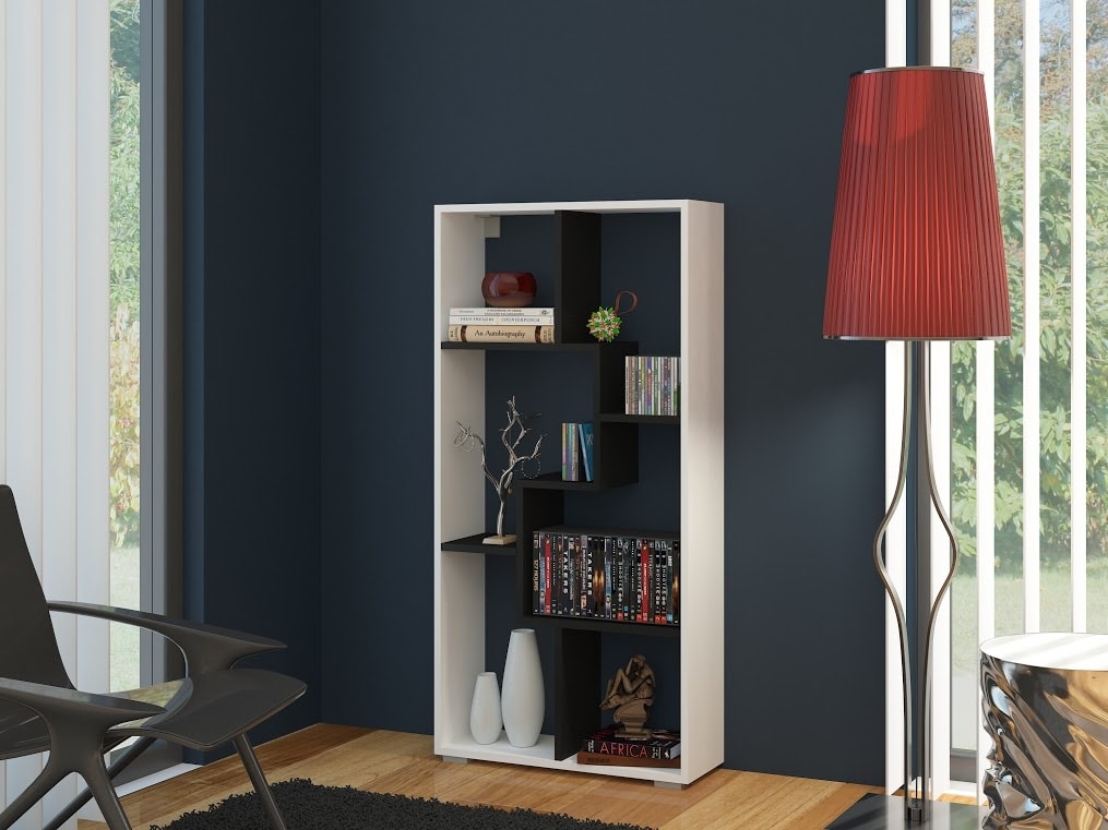 Regál DOMINO B, bílá/černá