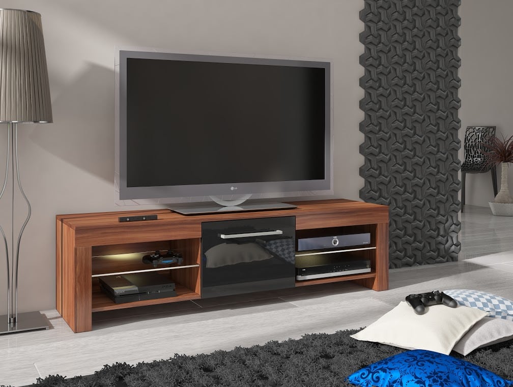 TV stolek FLEX, švestka wallis/černý lesk