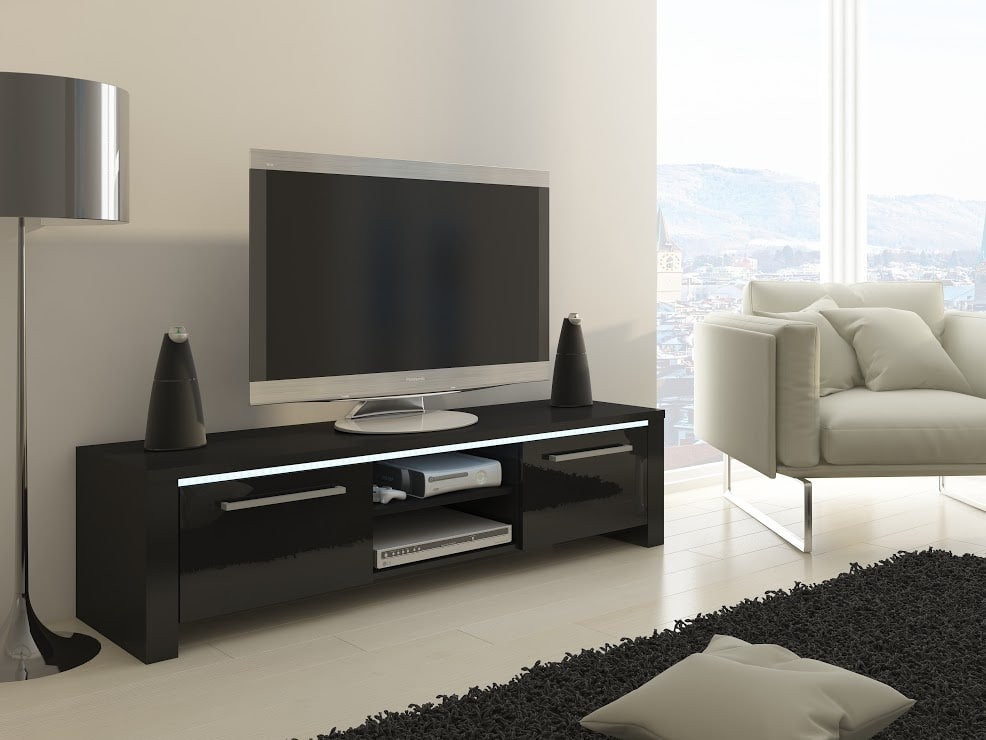 TV stolek HELIX, černá/černý lesk
