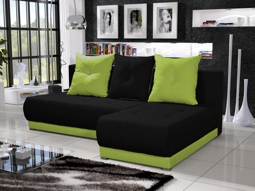 Rohová sedačka INSIGNIA 3, černá/zelená