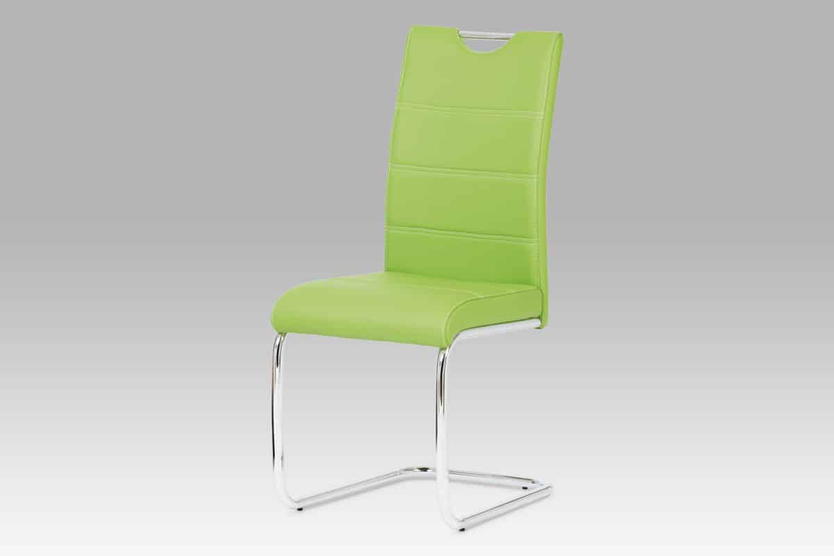 Jídelní židle, chrom / koženka zelená HC-581 LIM1