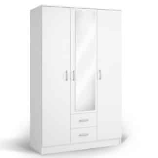 Šatní skříň se zrcadlem IVA 3K2FO, bílá