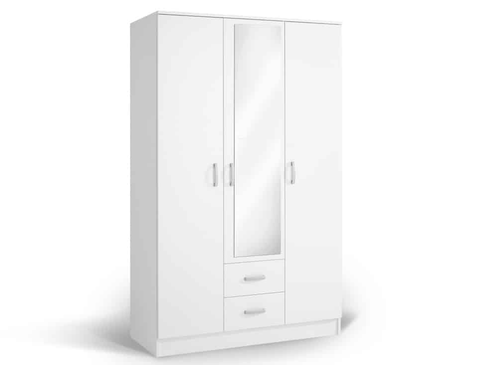 Šatní skříň se zrcadlem IVA 3K2FO, bílá