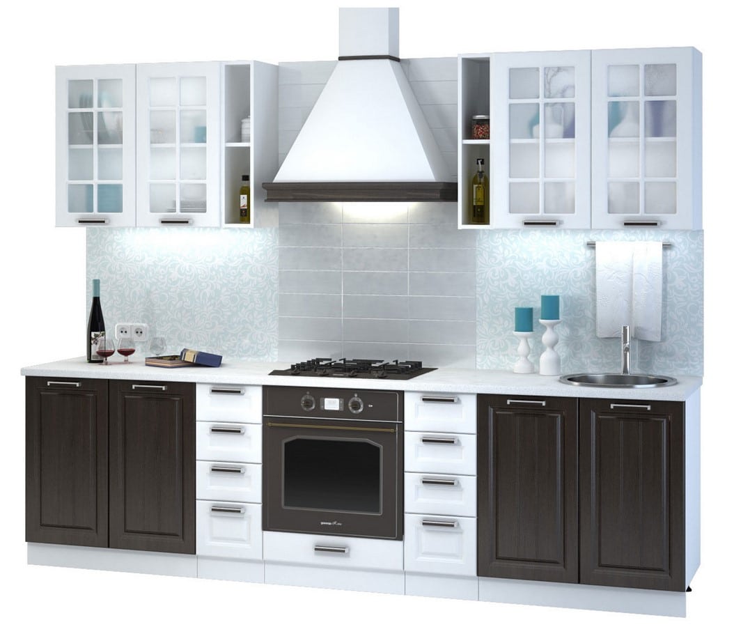 Kuchyně PRAGA 190/280 cm, wenge/bílý lesk