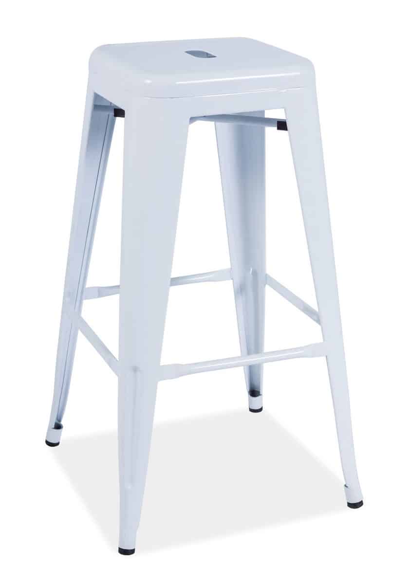 Barová kovová židle LONG, bílá