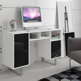 KING 9 psací stůl, bílá/černý lesk