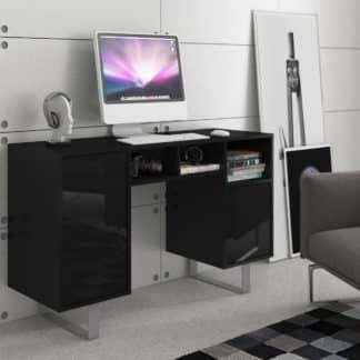 KING 9 psací stůl, černá/černý lesk