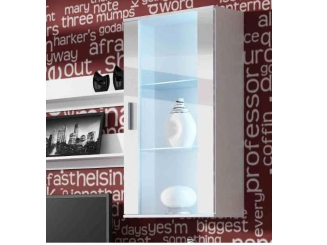 SOHO, závěsná vitrína S-2, bílý mat/bílý lesk