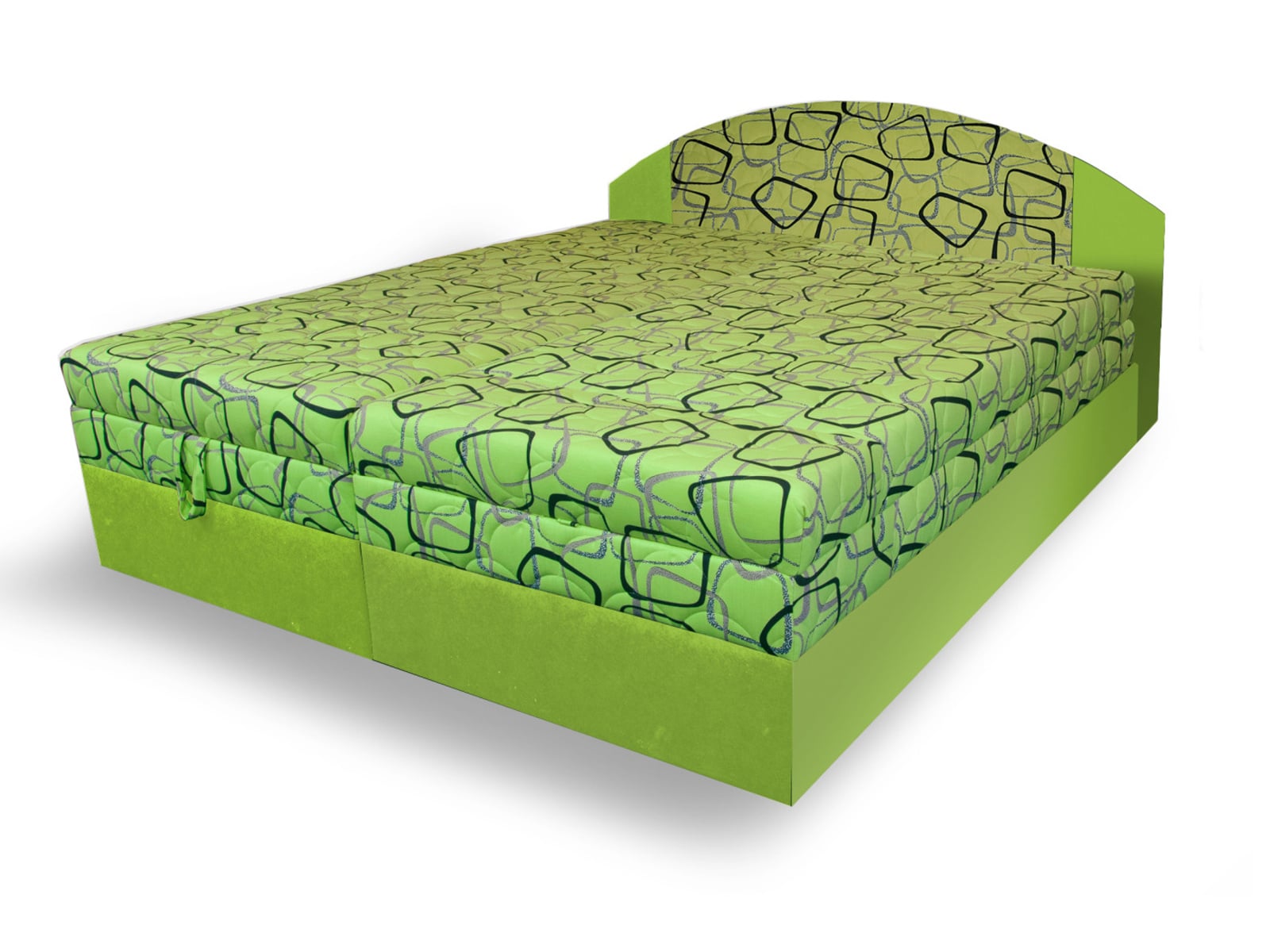 Polohovací čalouněná postel VESNA 180x200 cm, zelená látka