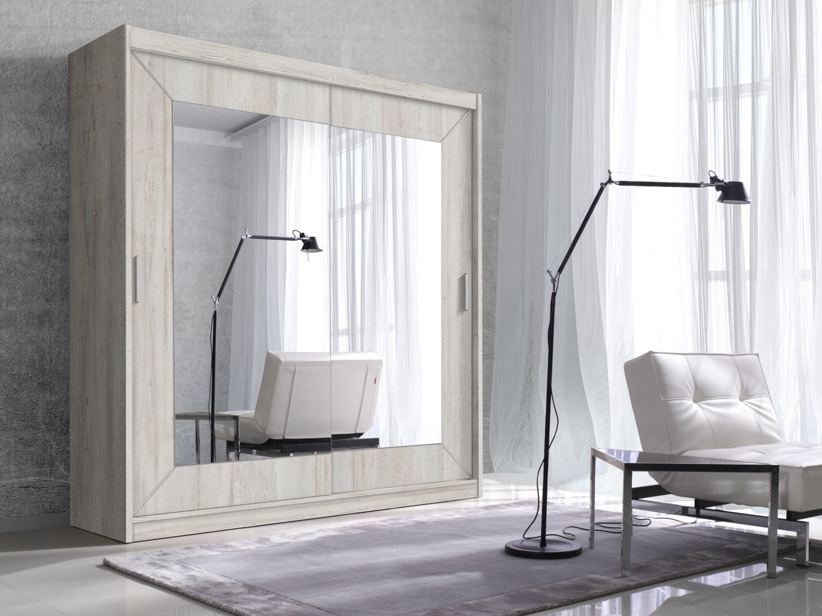 ALFA šatní skříň se zrcadlem 180 TYP 77, borovice canyon arctic