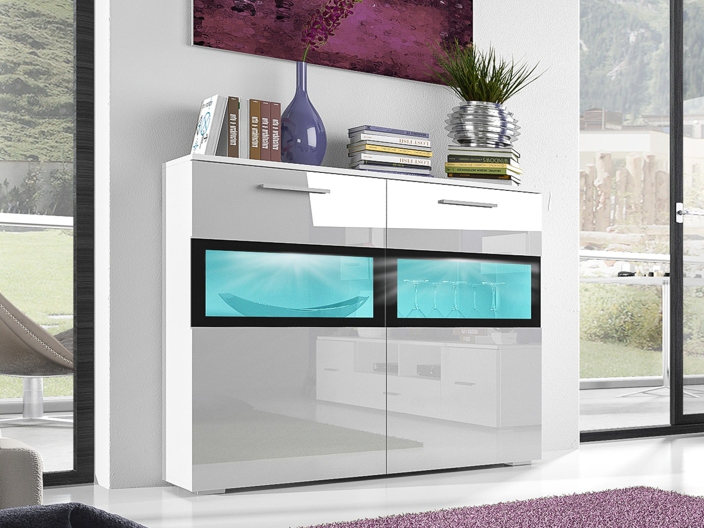 SARAH komoda TYP 45, bílá/bílý lesk