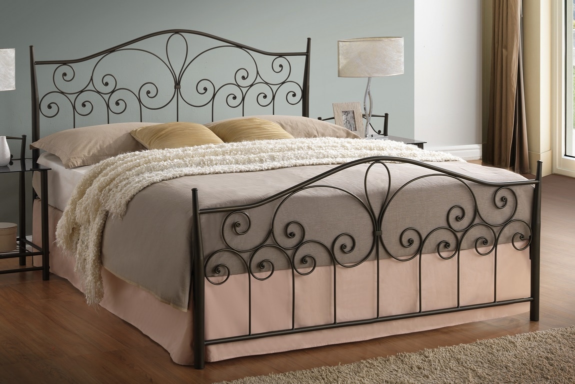 Postel LILLE - 180x200 cm s roštem, černý kov