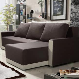 Rohová sedačka BRAGA BIS 1, hnědá látka/krémová látka