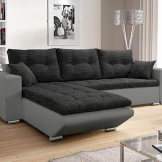 Rohová sedačka DARLA 3, černá látka/grafitová ekokůže