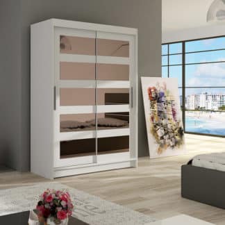 Šatní skříň MIAMII IV, bílý mat/zrcadlo