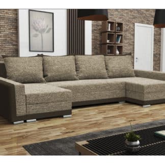 Rohová sedačka MADRYT U, cappuccino látka/hnědá látka