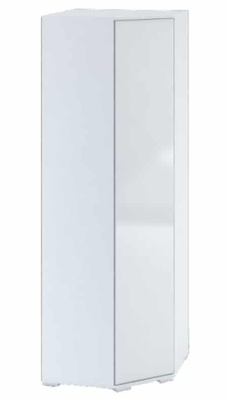 Šatní rohová skříň TERRA, bílá/bílý lesk