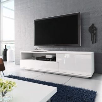 Televizní stolek RTV 2, bílá/bílá lesk