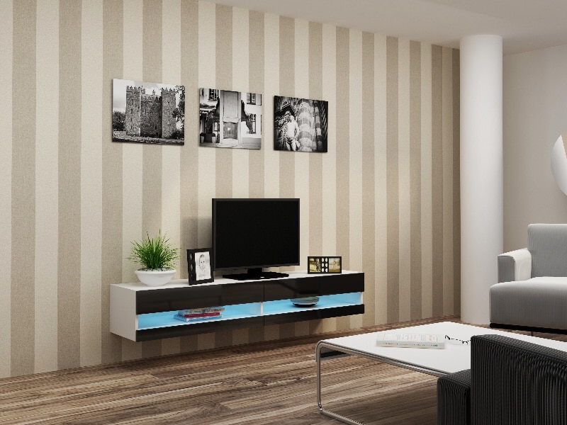 Televizní stolek VIGO NEW "180", bílá/černý lesk