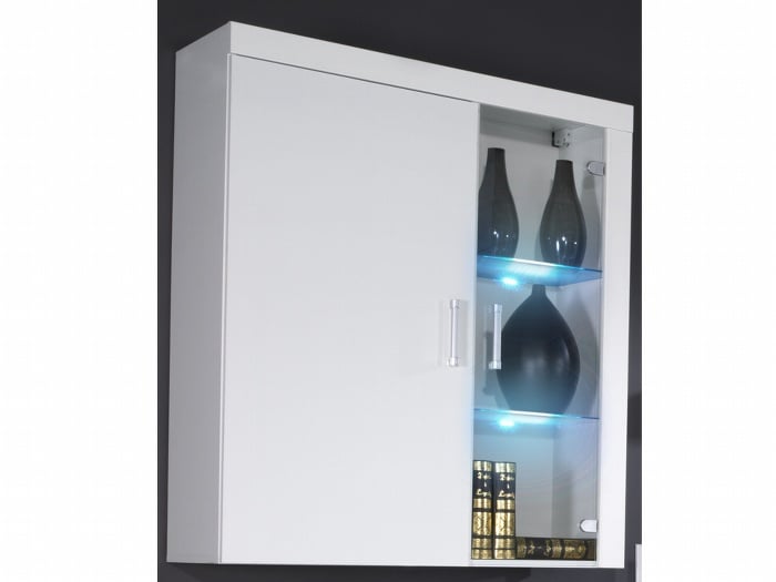 Závěsná vitrína SAMBA, bílá/bílý lesk