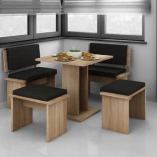 BOND, jídelní set malý, dub sonoma sv./černá eko